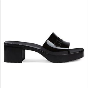 Rubber Logo Platform Slide Sandal